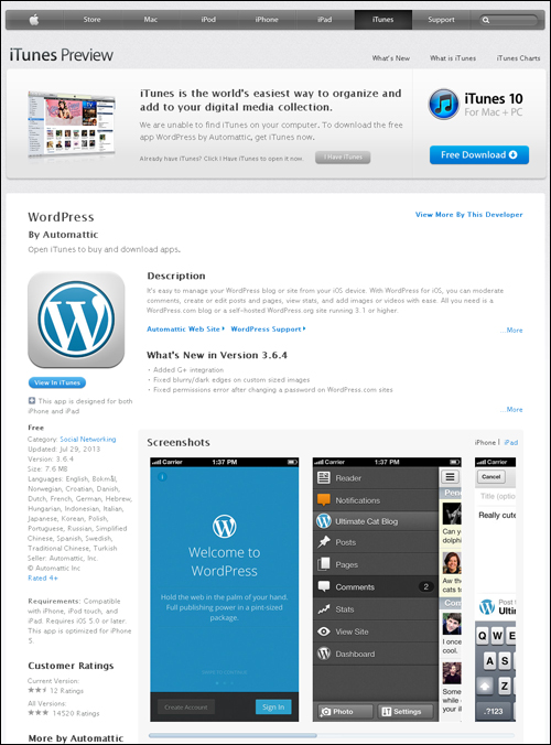 Download the WordPress app from the iTunes store.