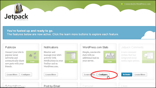 Jetpack: Stats - Configure