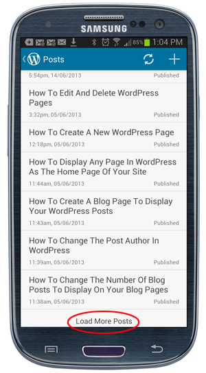 Mobile App - Posts screen - Load More Posts.