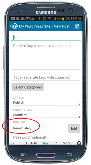 Mobile App - Publish settings - Publish Immediately.