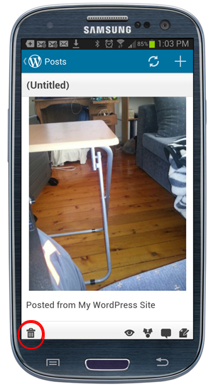 Mobile App - Delete post.