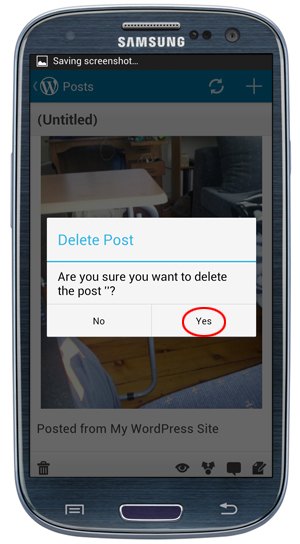 Mobile App - Confirm Post deletion dialog window.