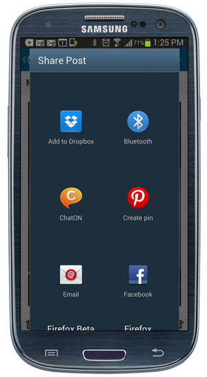 Mobile App - Share Post.