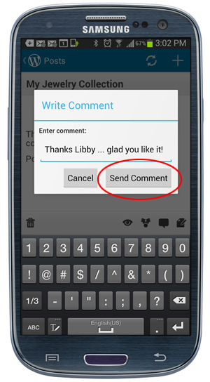 Mobile App - Write Comment dialog window.