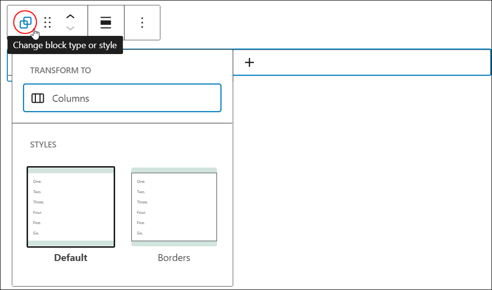 Group block - Change block type or style.