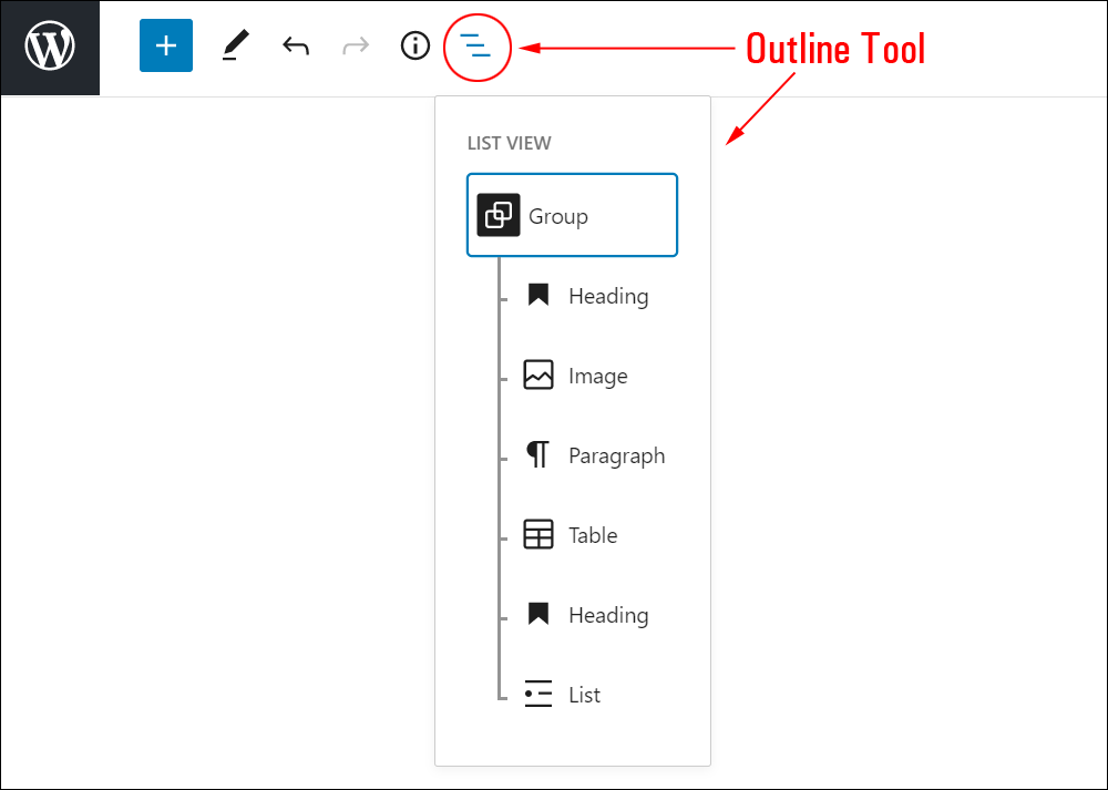 Outline tool - Group block.