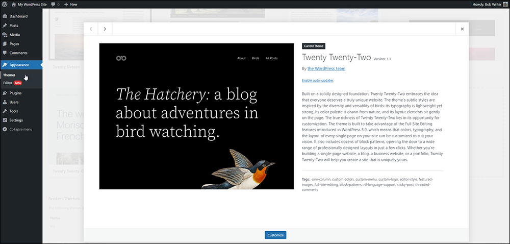 WordPress Twenty Twenty-Two theme.