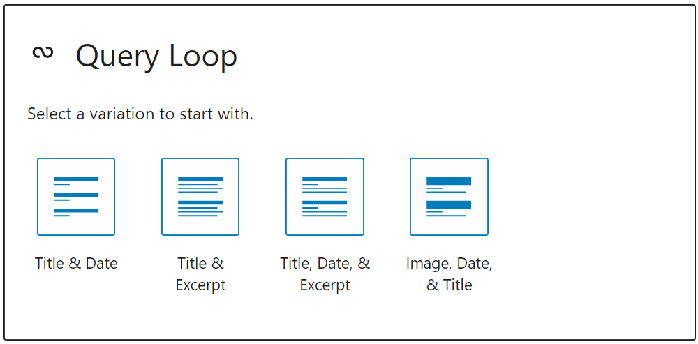 Query Loop block - variations.