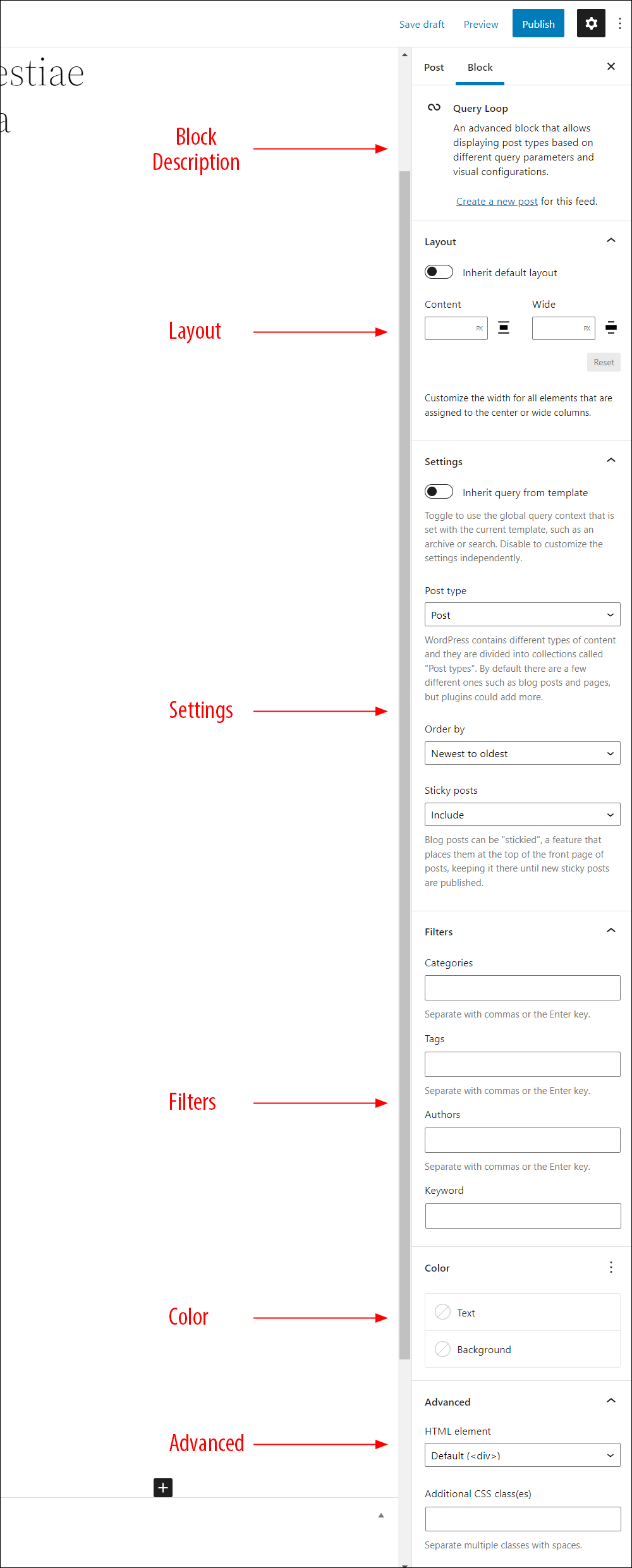 Query Loop Block - Block Settings