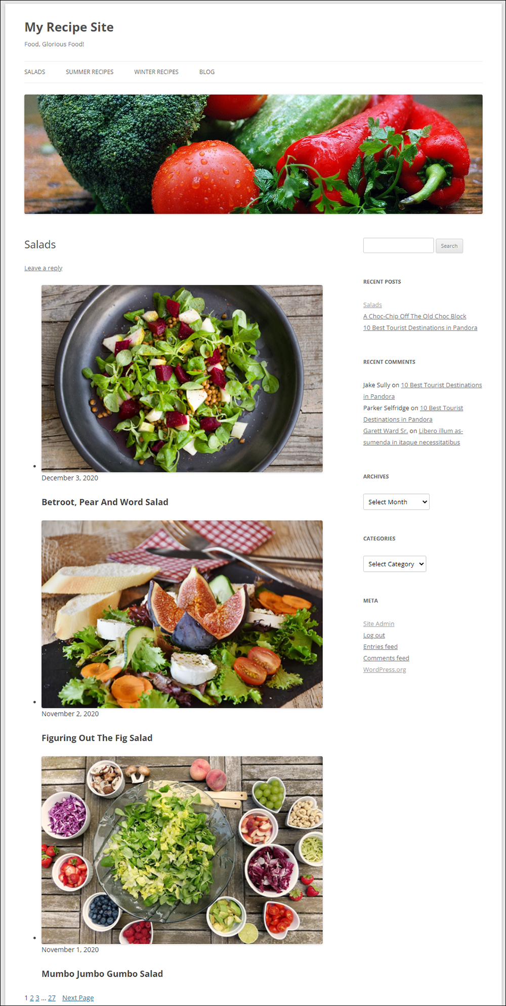 Recipe page was made using the Query Loop block.