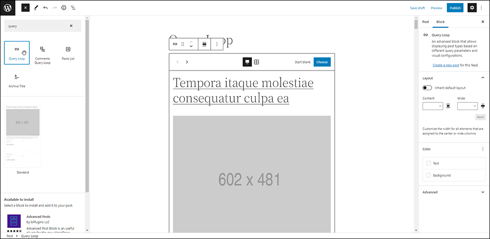 Query Loop block.