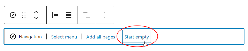 Navigation block - Start empty