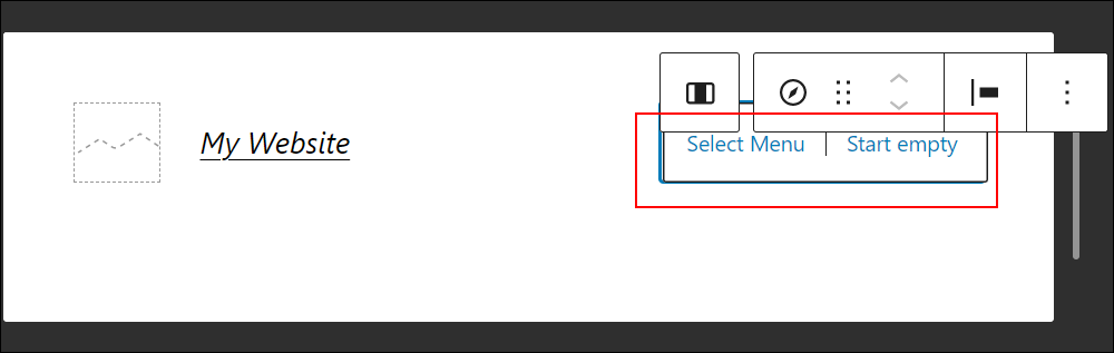 Navigation block - Select Menu or Start empty