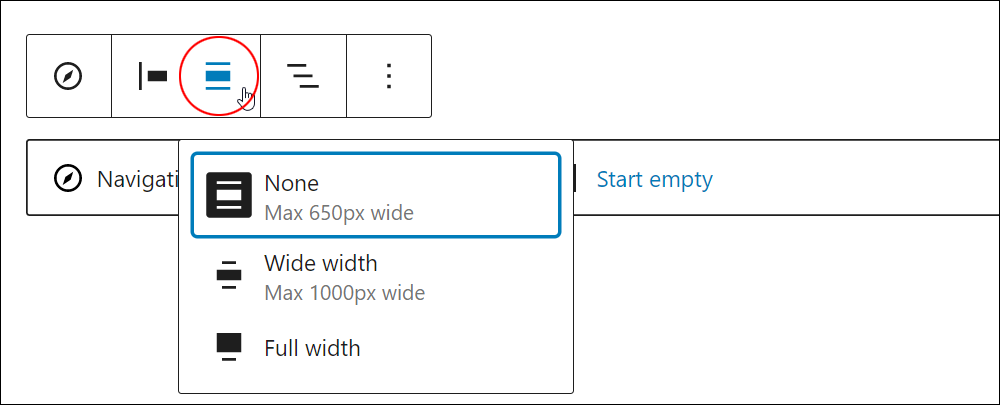 Navigation block - Change Alignment.