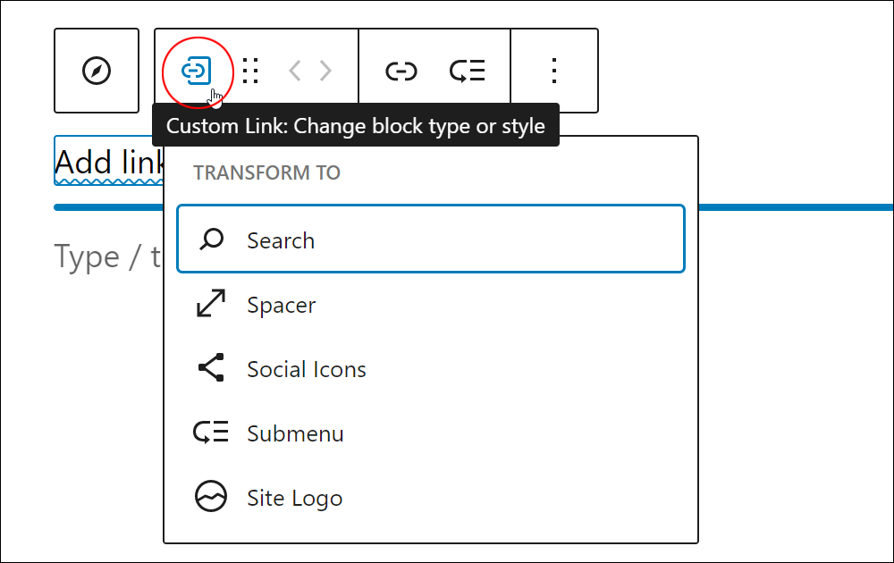 Transform menu items into other blocks.