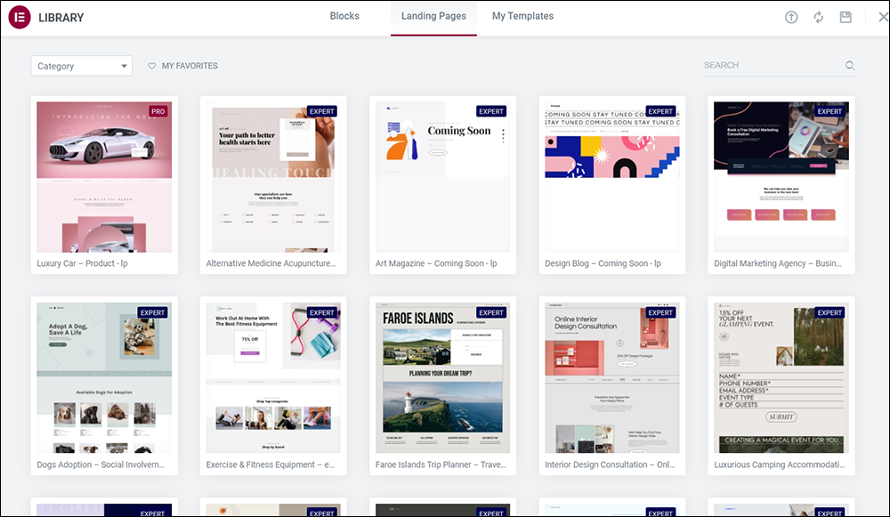 Elementor - Landing Pages Library.