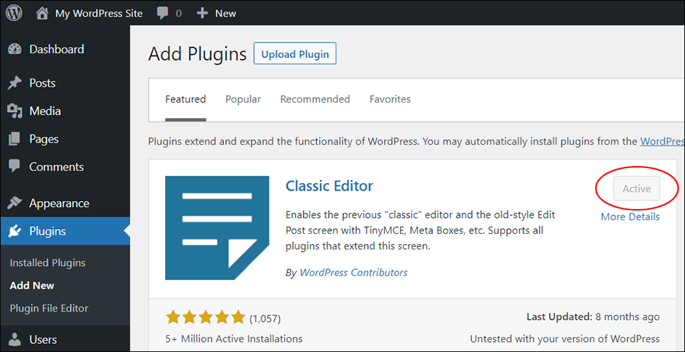 Install and activate the WordPress Classic Editor.