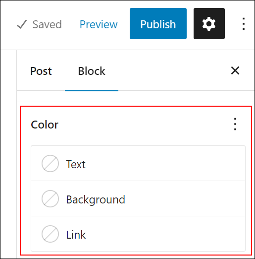 WordPress Block Editor - Block Settings - Color