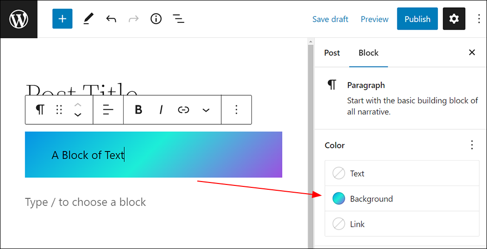 WordPress Block Color Settings - Color settings icon.