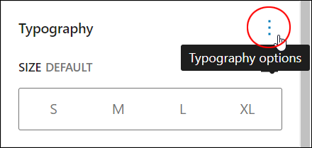 Block Settings: Typography - Typography options.