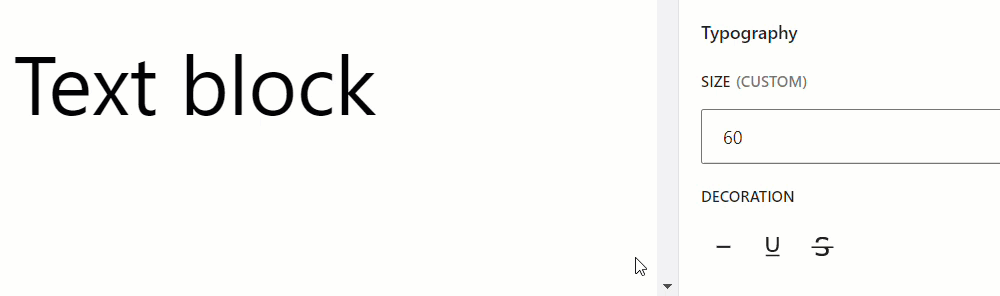 Block Settings: Typography - Typography options - Decoration