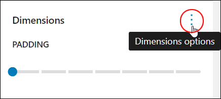 Block Settings: Dimensions - Dimensions options icon