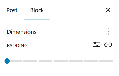 Block Settings: Dimensions