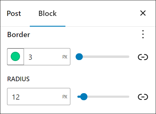 Block Settings: Border