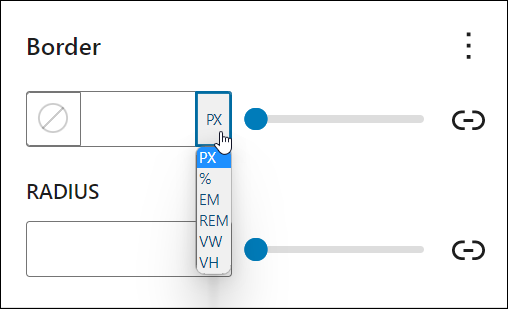 Block Settings: Border - Border measurement units.