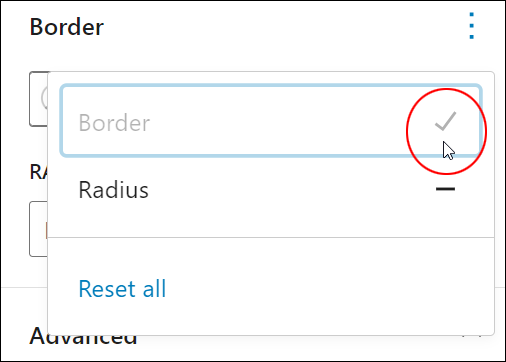 Block Settings: Border - Border options