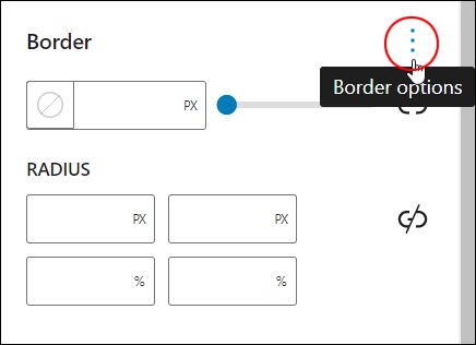 Block Settings: Border options