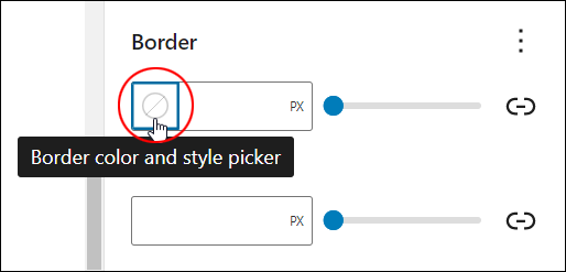 Border settings: border color and style picker icon.