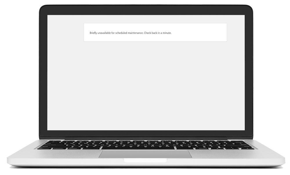 Default WordPress maintenance message: Briefly unavailable for scheduled maintenance. Check back in a minute.