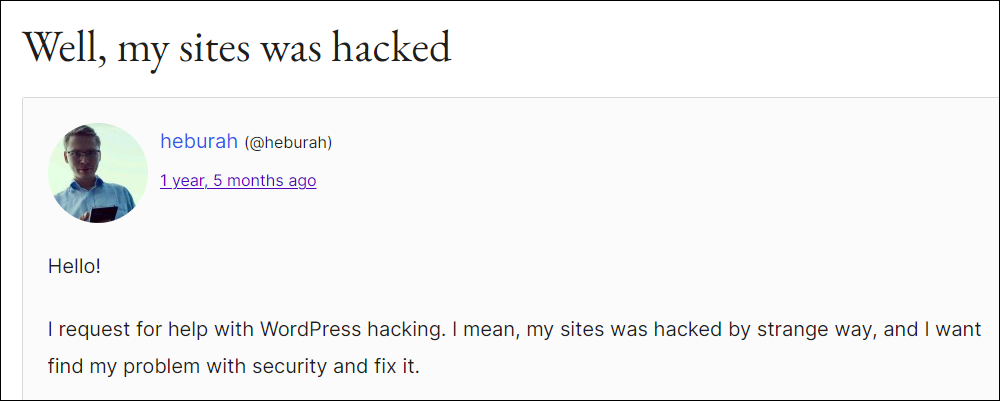 WordPress Forum - Site hacked post.