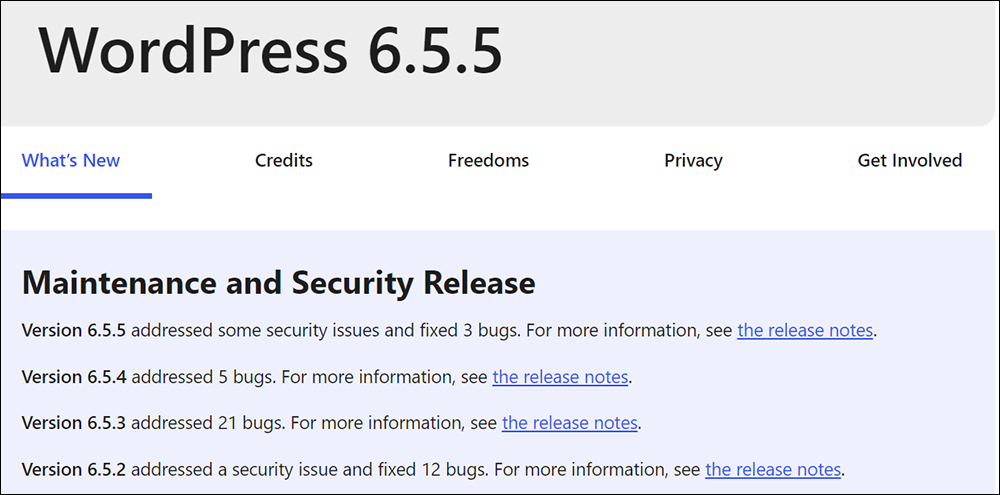 New WordPress version maintenance and security release.