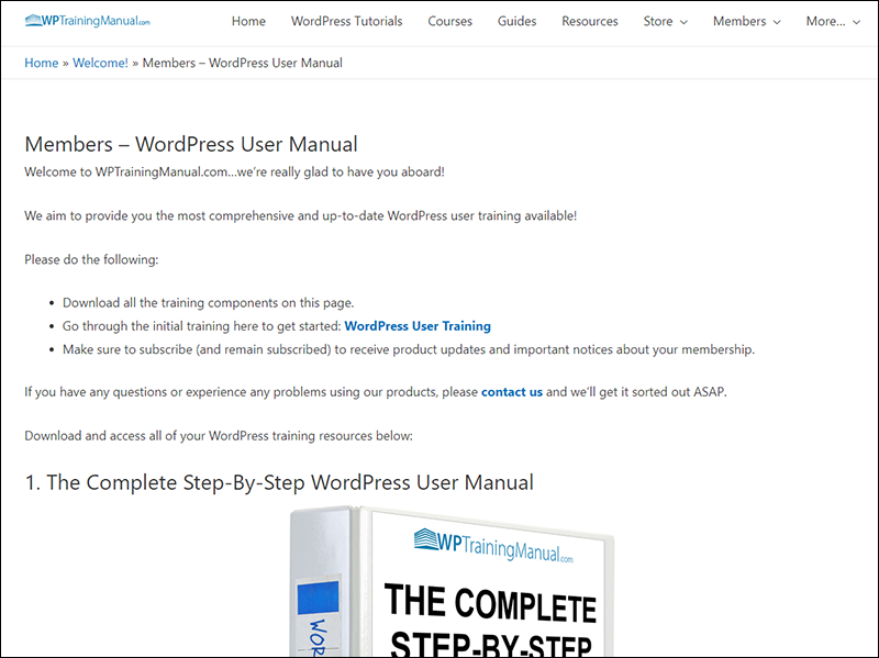 WPTrainingManual.com - Member's Area.