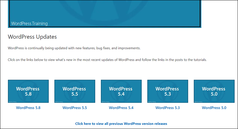 WordPress Updates page.